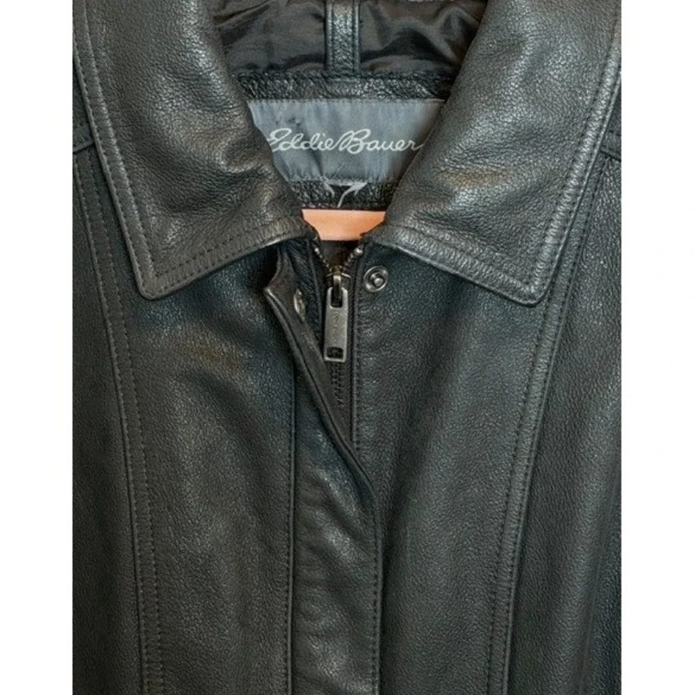 Eddie Bauer Womens‎ Black Leather Investment Jacket Medium